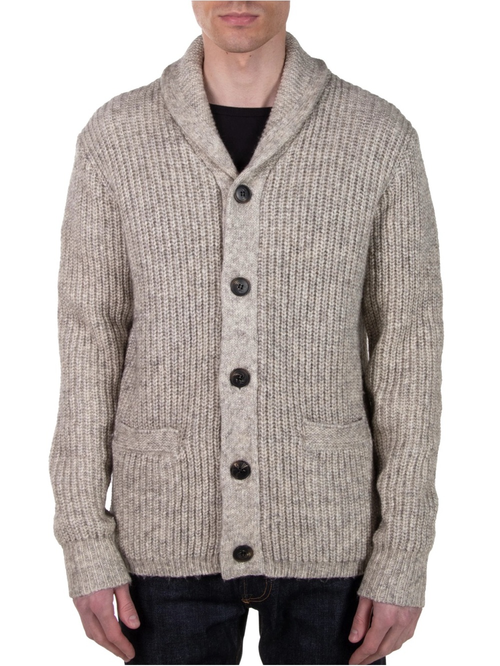 Schott Bros. NYC SW2135 Yak Blend Heavyweight Cardigan Limestone Beige Large